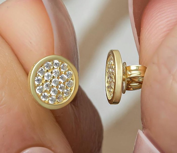 Heliophilia Silver Pendientes de Plata de Ley 925 con Recubrimiento de Oro y Circón Heliophilia Silver Pendientes de Plata de Ley 925 con Recubrimiento de Oro y Circón